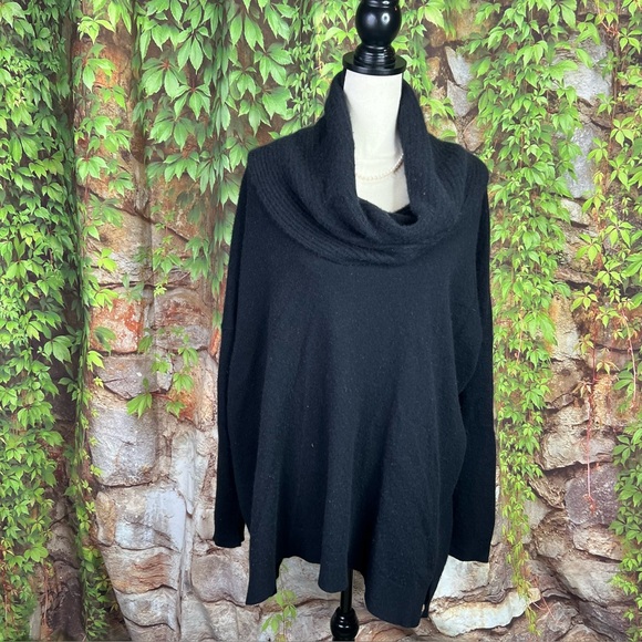 FORTE CASHMERE Quiet Minimalist Oversized Black Cowl Neck Sweater, M - Picture 3 of 10